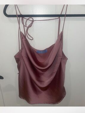 Silky Mauve Cowl Neck Spaghetti Strap Top